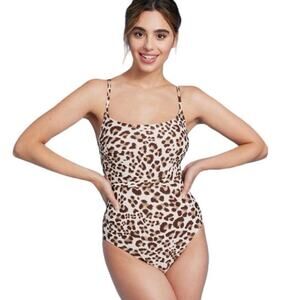 NWT Kona Sol Women’s Leopard Print Wrap Belt One Piece Swimsuit Size Medium